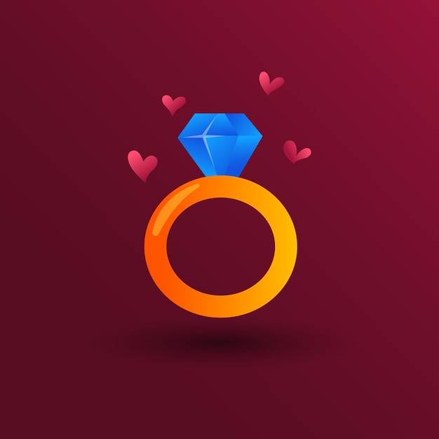 Valentines day element gradient diamond ring vector illustration