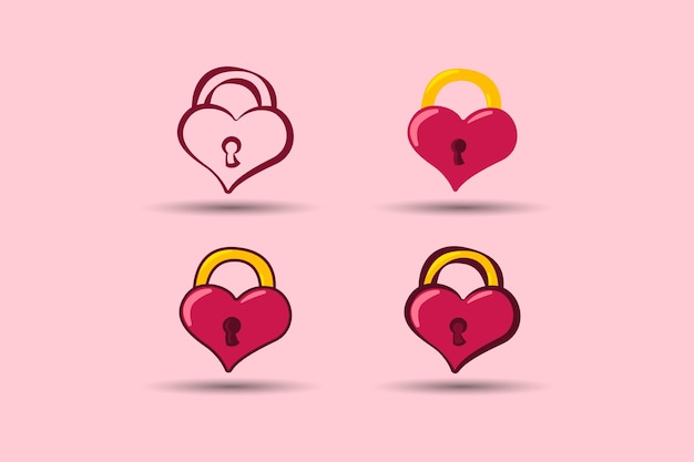 Valentines day element love pad lock locked heart vector illustration