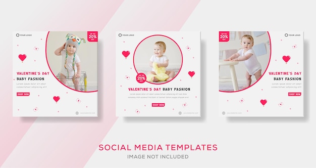 Valentines day fashion baby banner template