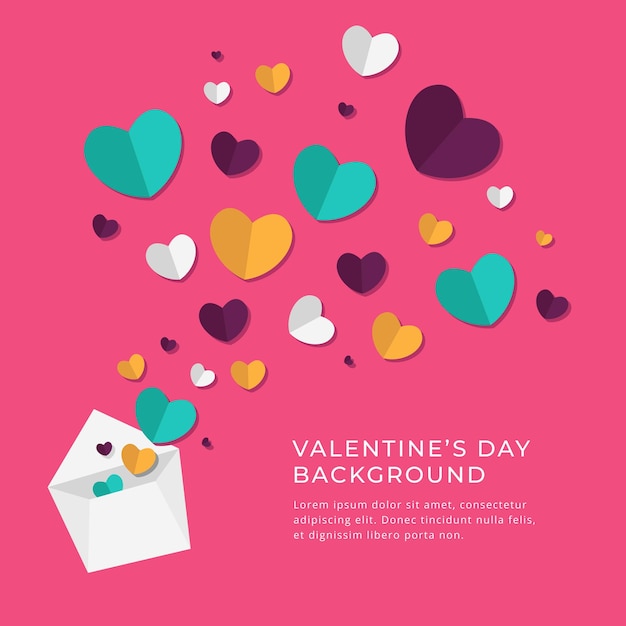 Vector valentines day flat heart background design template