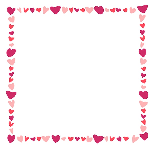 Фон рамки дня святого валентина. красные и розовые сердечки фоторамка. векторная иллюстрация