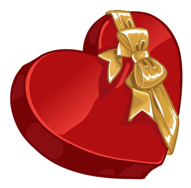 Valentines day gift box of candy in shape of heart with gold de