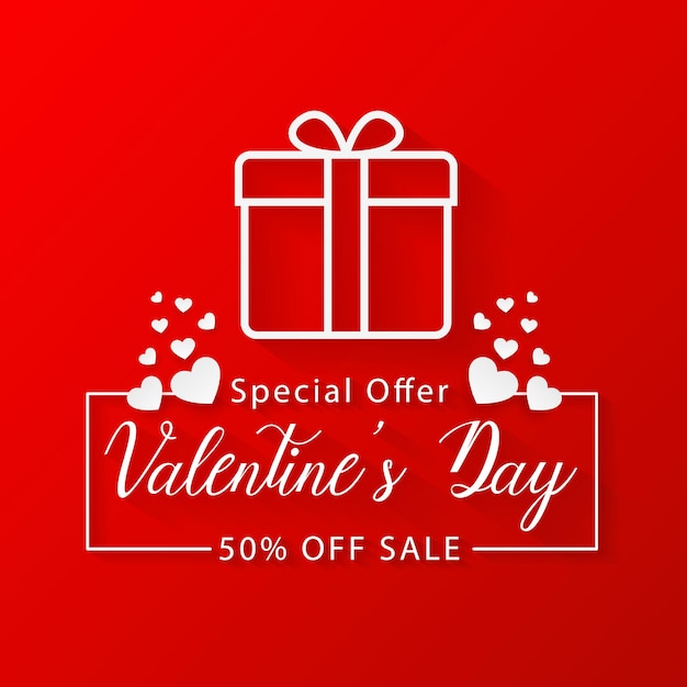 Vector valentines day gift box with red background vector