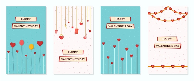 Valentines Day gift cards Vector illustration of preparations for February 14