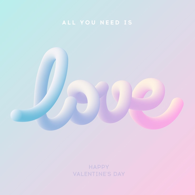 Vector valentines day greeting card all you need is love