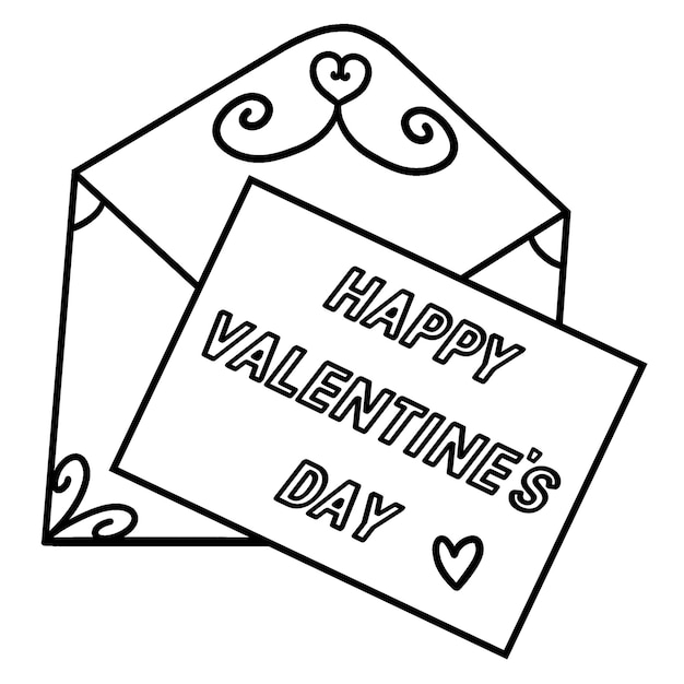 Vettore cartolina d'auguri di san valentino da colorare isolata