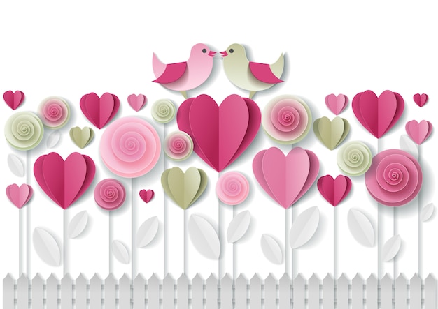 Valentines day greeting card paper art