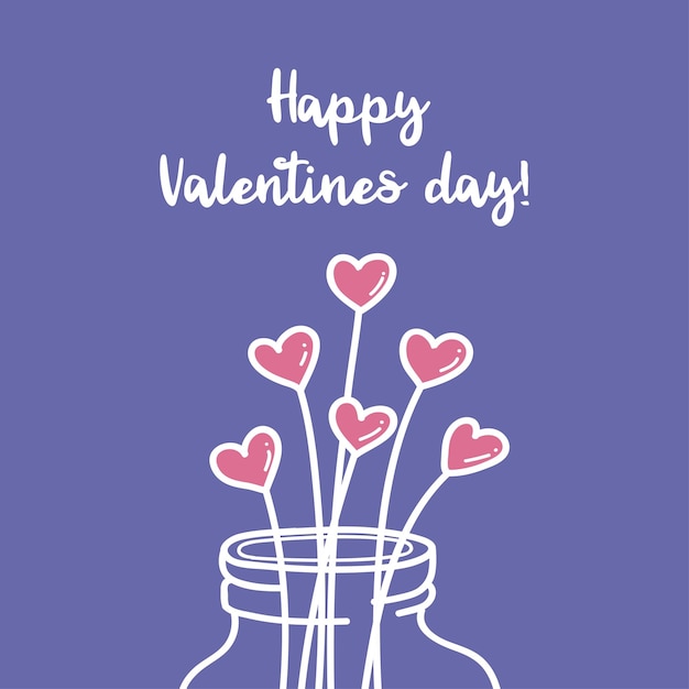 Valentines day greeting card in trendy colors pink and violet