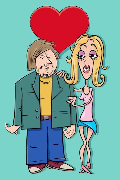 ベクトル 愛の漫画の女性と男性のキャラクターとバレンタインデーのグリーティングカード