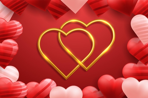Вектор Открытка на день святого валентина с воздушным шаром в форме красного сердца