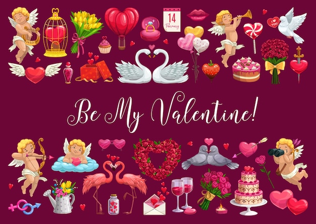 ベクトル バレンタインの日の挨拶キューピッド ハート愛のサイン