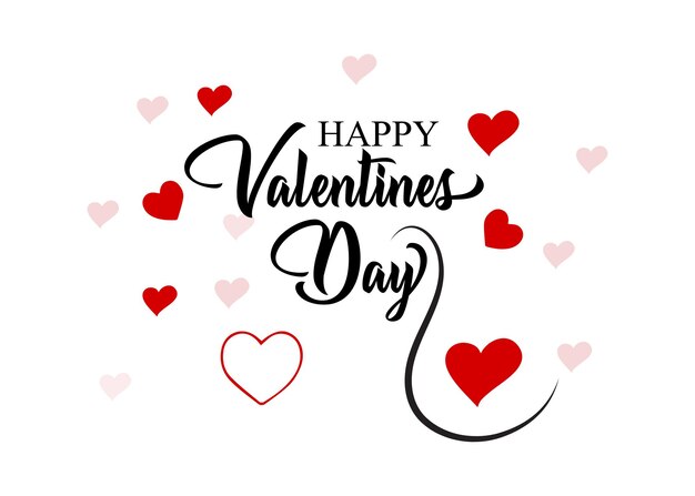 Valentines day hand drawn text isolated on white background