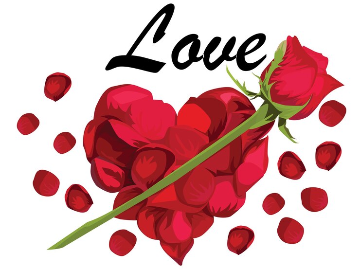Vector valentines day heart made of red roses vector isolated on white background.