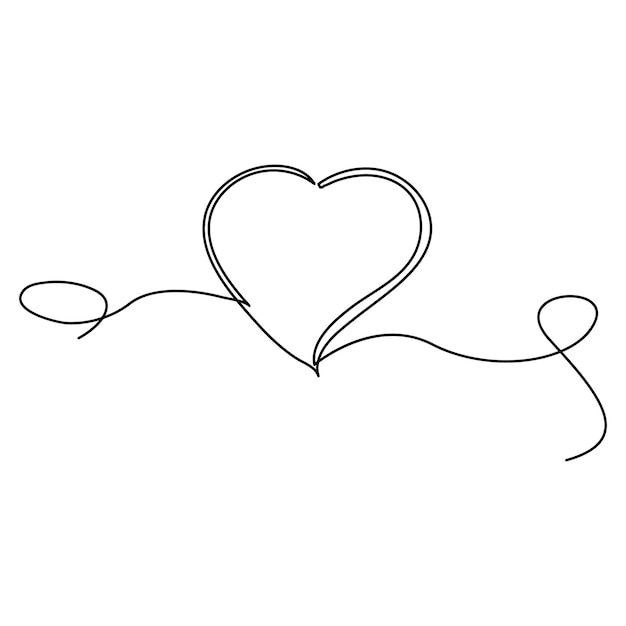 Valentines day heart shape Continuous one line vector art and love shape art drawing