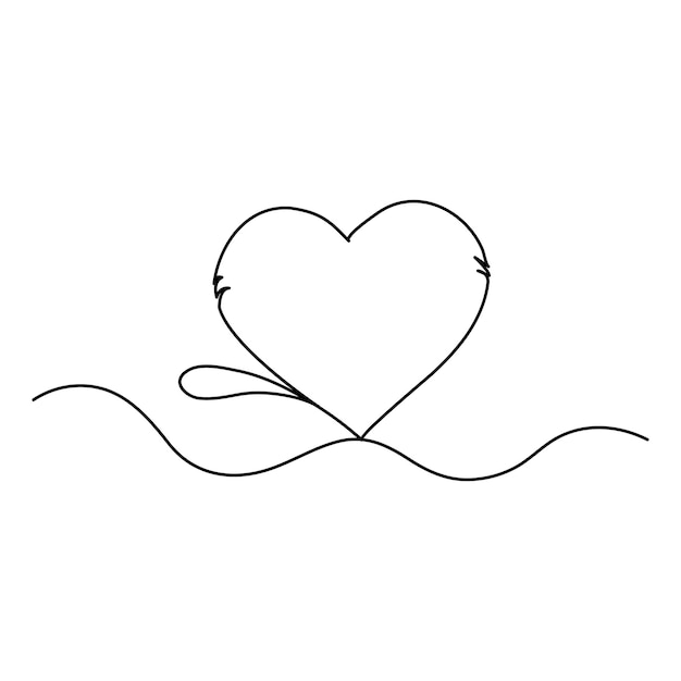 Vector valentines day heart shape continuous one line vector art and love shape art drawing