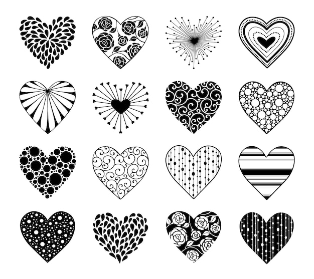 Vector valentines day hearts set