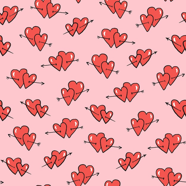 Valentines day hearts vector seamless pattern