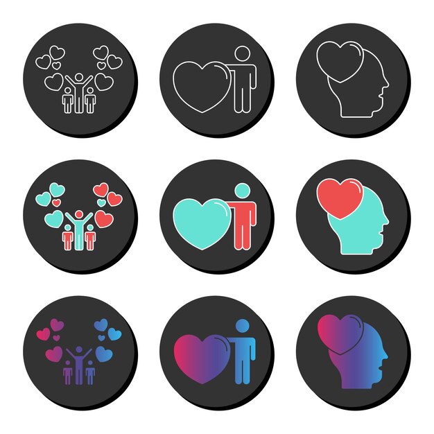 Valentines day and human love universal icon set Ui ux element sign