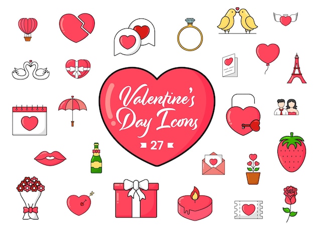 Vector valentines day icon or symbols over white background