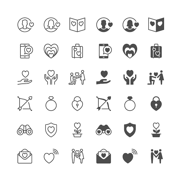 Vector valentines day icons included normal and enable state