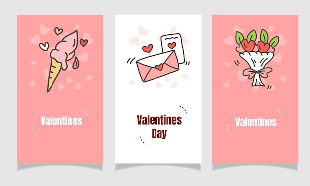 Valentines day illustration design for web landing background sticker resources vector