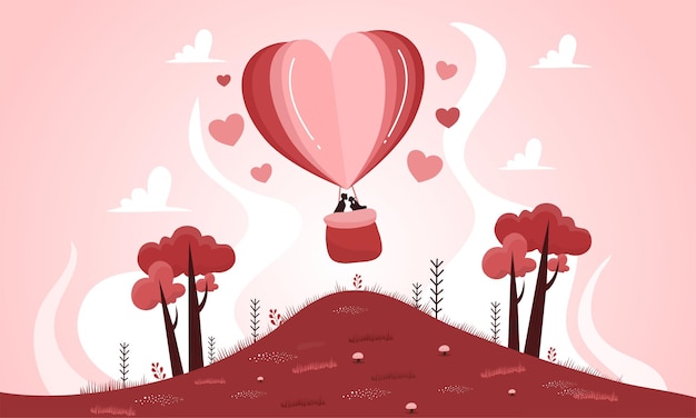 バレンタインデーのロマンチックなカップルのためのバレンタインデー イラスト ベクトル背景デザイン