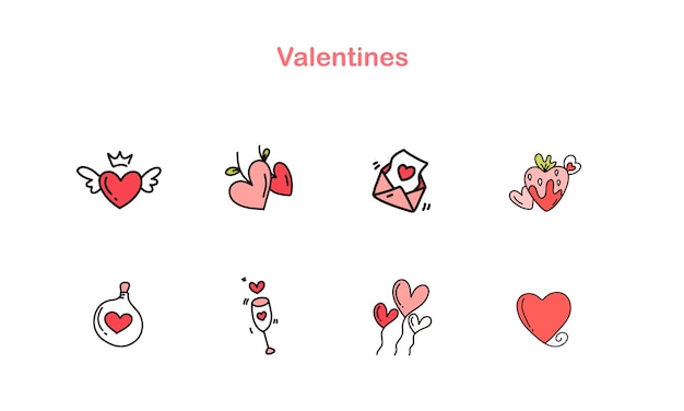 valentines day illustration with doodle style illustration for valentines day for sticker