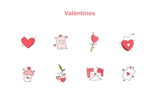 valentines day illustration with doodle style illustration for valentines day for sticker