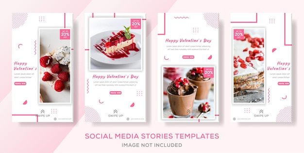 Vector valentines day instagram stories for cake menu premium