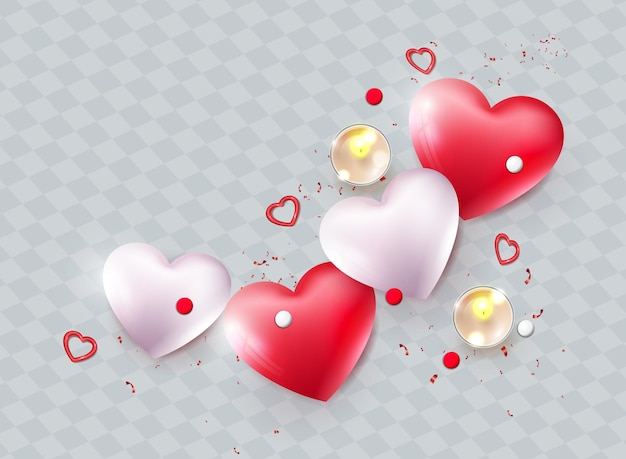 Vector valentines day isolated design element wreath of hearts and tinsel