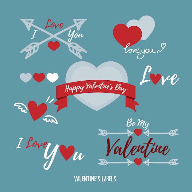 Valentines day label set.