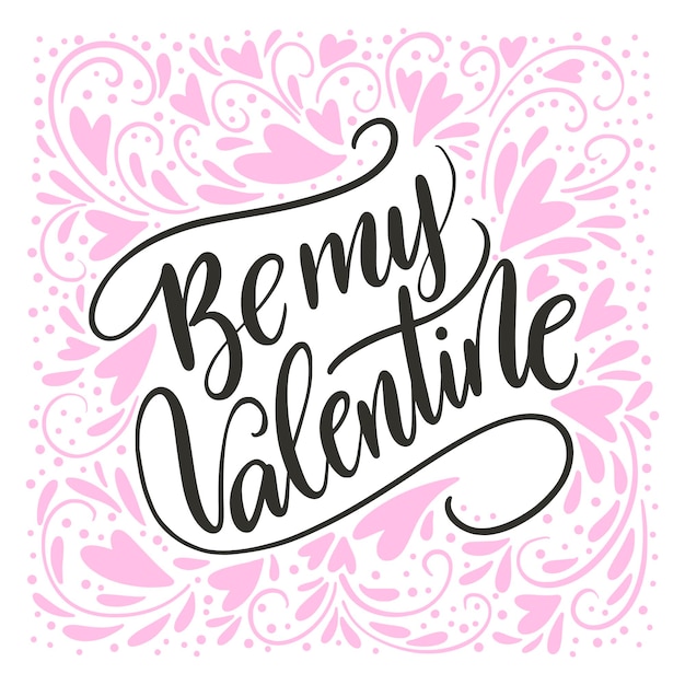 Vector valentines day lettering handwritten romantic greeting card