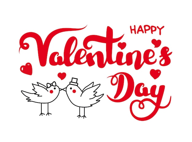 День святого Валентина надпись Любовь птиц С Днем Святого Валентина открытка