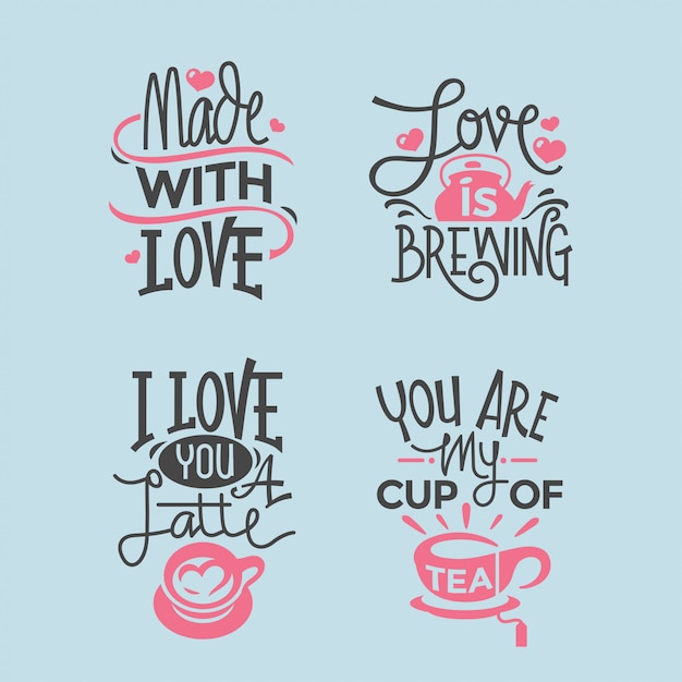 Valentines day lettering quotes collection