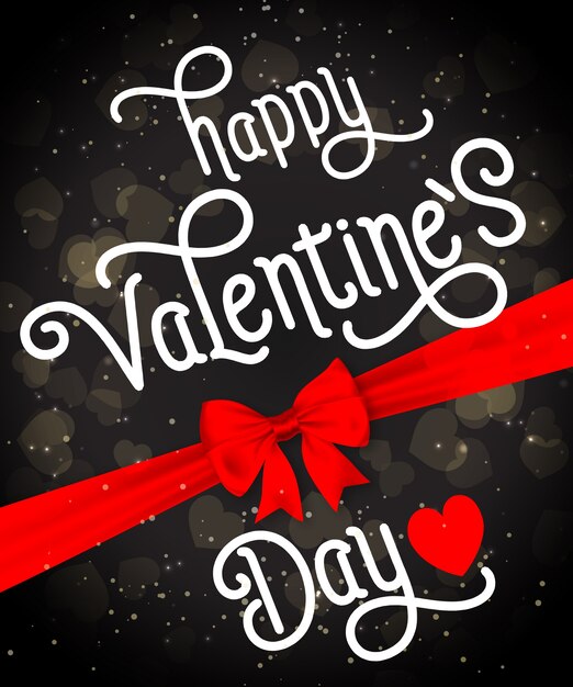 Vector valentines day lettering with gift ribbon