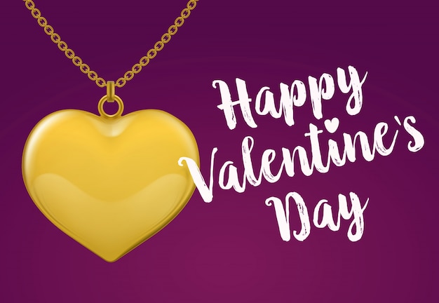 Vector valentines day lettering with pendant