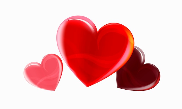 발렌타인 데이는 흰색 바탕에 아름다운 마음을 사랑합니다. 외딴. 아이콘 심장입니다. 현실적인 빨간 사랑의 상징입니다. 벡터 일러스트 레이 션.