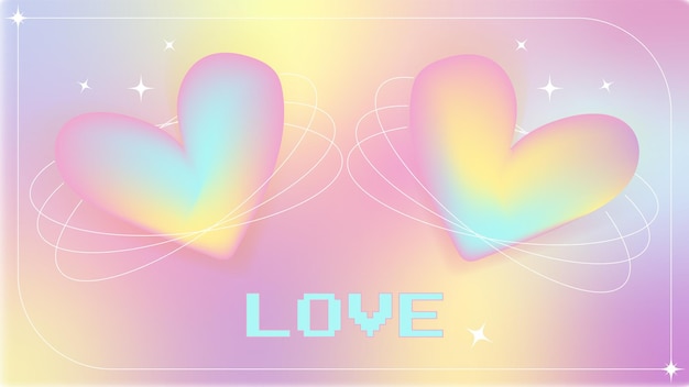 valentines day and love card banner poster cover heart light gradient and typography y2k background