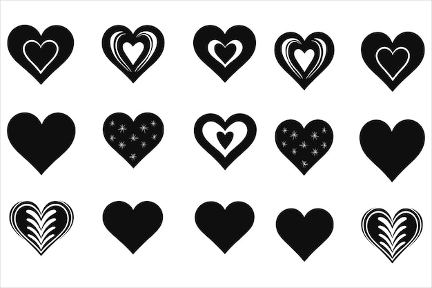 Vector valentines day love heart symbol icons set