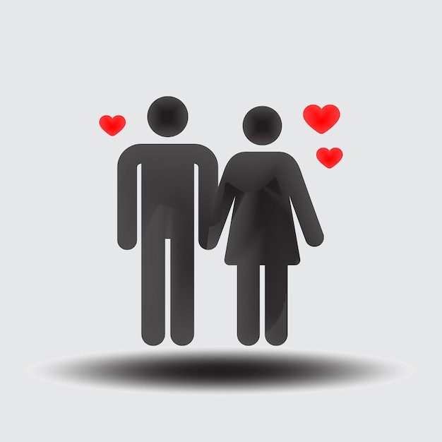 Vector valentines day love symbol 3d hearts rotation realistic romantic emoji