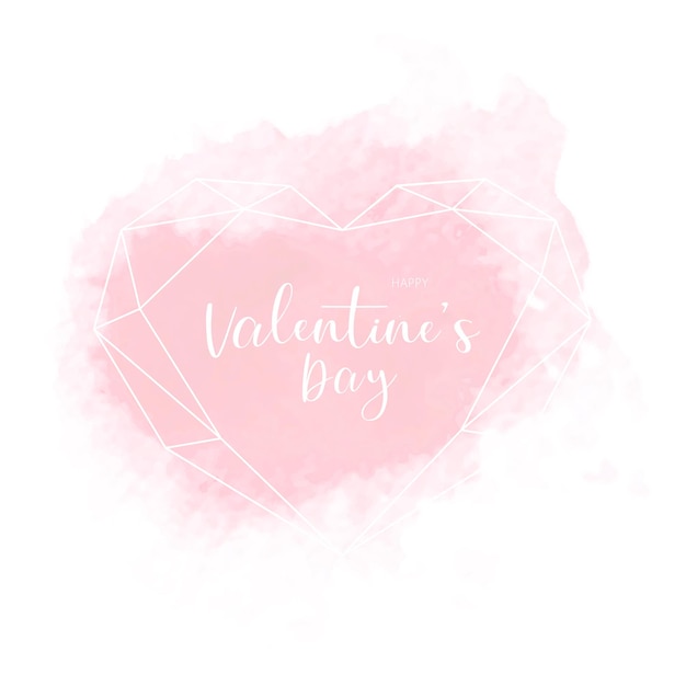 Valentines day paint banner with geometric heart vector illustration