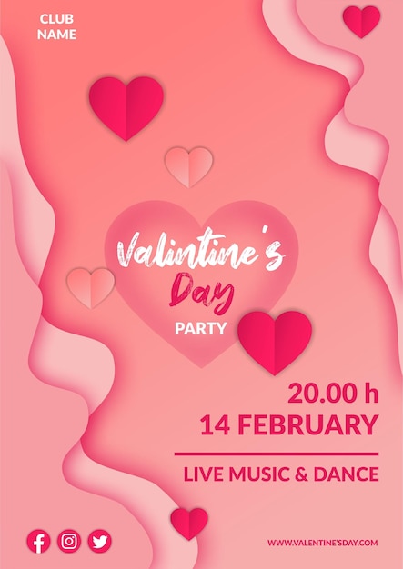 valentines day party flyer in paper style vector