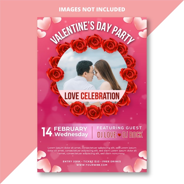 Vector valentines day party flyer