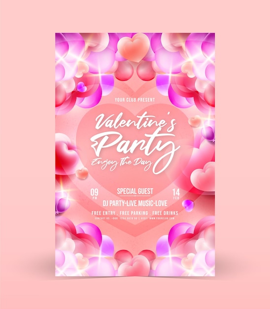 Vector valentines day party social media post template