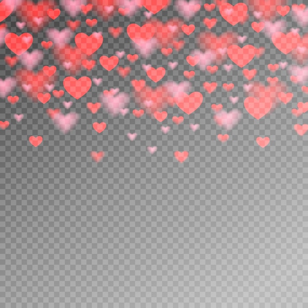 Vector valentines day pattern with red heart on transparent background for your holiday