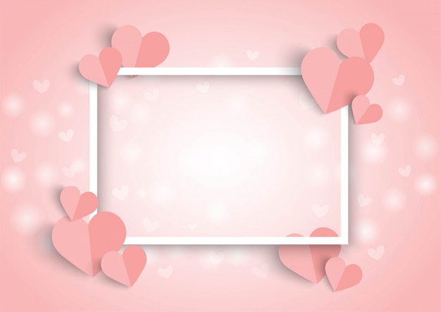 Vector valentines day pink background with heart shape