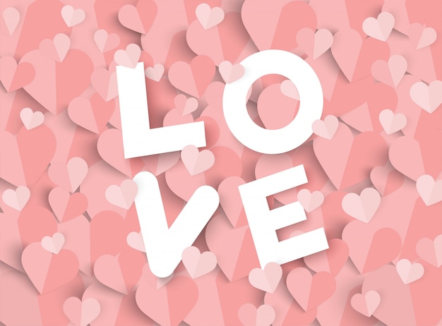 Vector valentines day pink background with heart shape