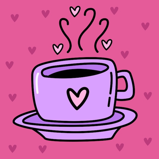 벡터 낭만적인 삽화와 함께 발렌타인 데이 핑크 카드입니다. 낙서 사랑 삽화. 로맨틱 컨셉