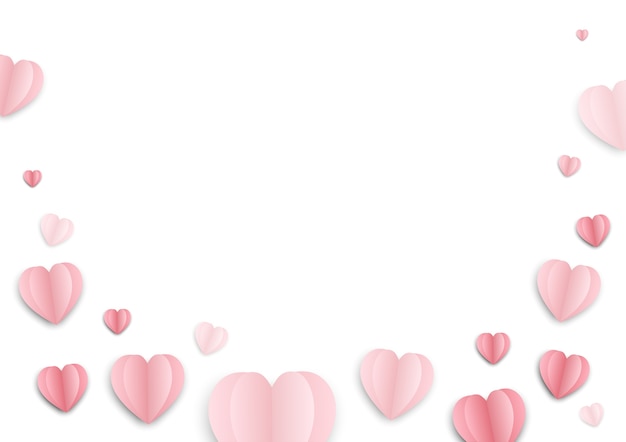 Vector valentines day pink paper hearts