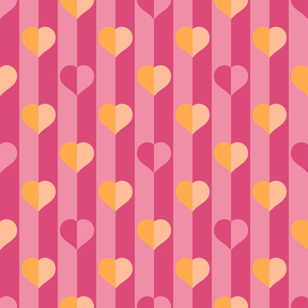 Valentines Day Pink and Peach Hearts Seamless Pattern vector illustration